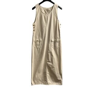 Vintage Falls Creek Jumper Dress Ivory Midi Womens M Overall Modest Cottagecore